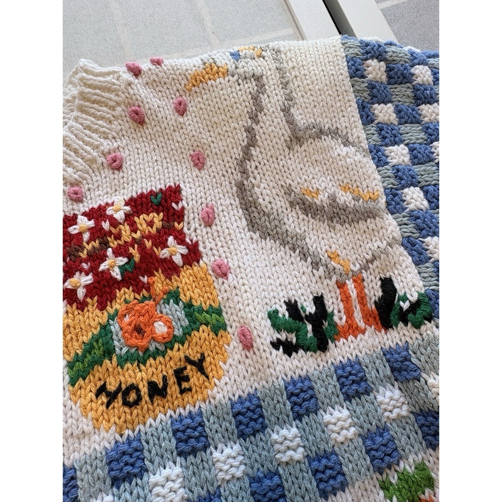 1995 Vtg Susan Bristol Bunny Basket Cardigan NWT 3D Embellish Easter Sweater L - Picture 7 of 13